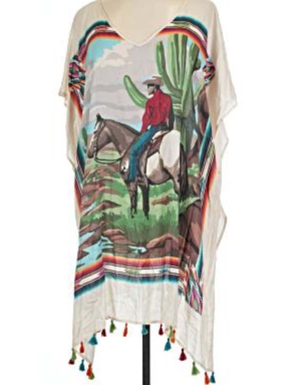 Double D Ranch Cowboy Cactus horse kimono poncho top southwestern RTL $295 L/XL